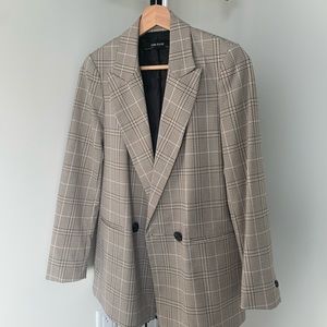 ZARA checkered boyfriend blazer